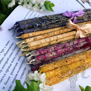 Thin floral wax candles 40 pieces, 4 types