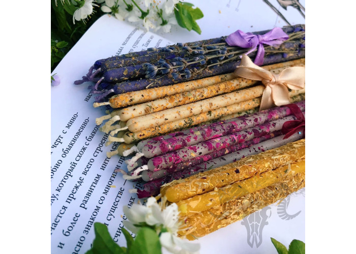 Thin Floral Wax Candles with Yellow Rose 