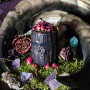 Pentagram - Altar candle with rose, lemon balm and essential oils