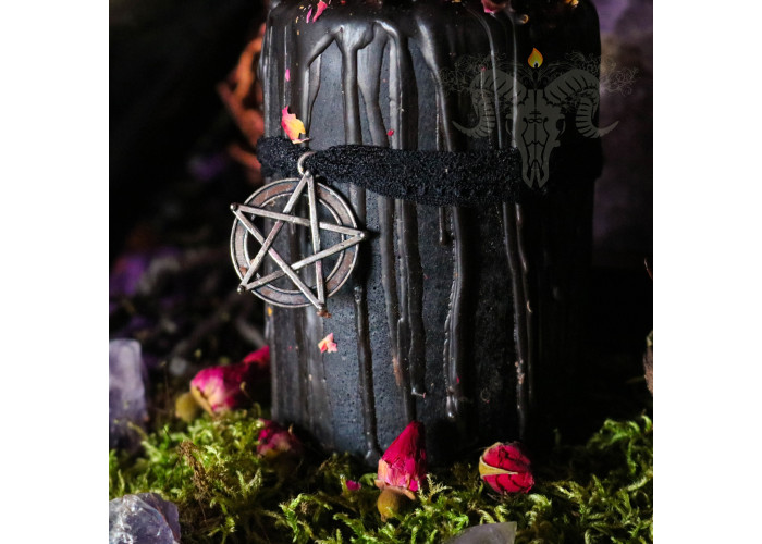 Pentagram - Altar candle with rose, lemon balm and essential oils